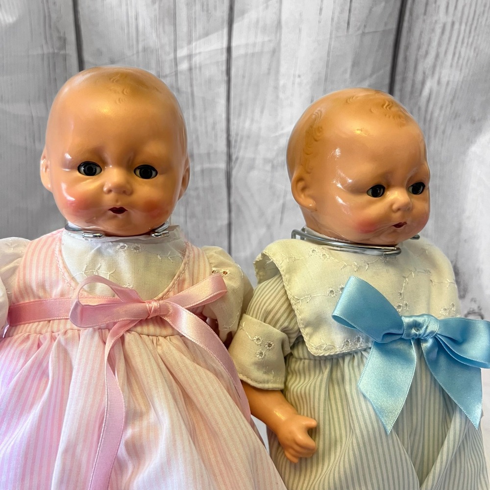 E J Horsman 1924 Repo Vintage Baby Doll Pair Pink Blue Outfits Sailor Bonnet - Picture 5 of 5